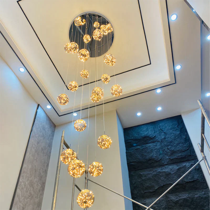 Raloo - Modern Led Glass Ball Chandelier Pendant Lighting