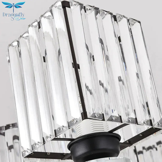 Rectangle - Cut Crystal Sputnik Chandelier Modernism 3/6/8 Lights Black Ceiling Light Fixture