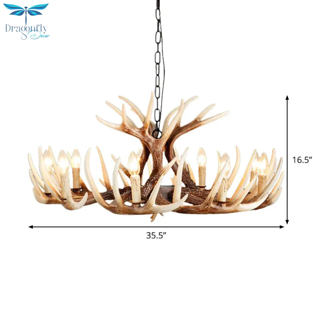 Resin Brown Chandelier Antler Fade - Look 4/6/9 Heads Rustic Suspension Pendant Light