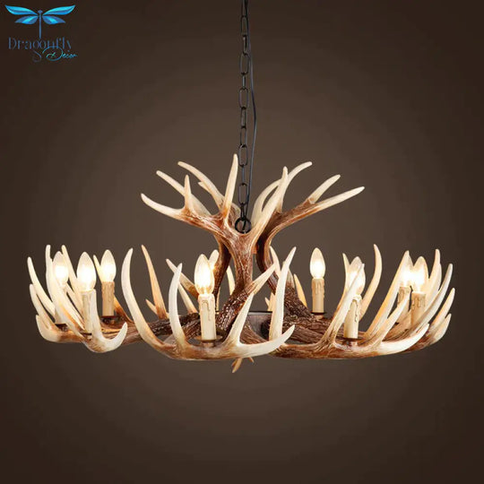 Resin Brown Chandelier Antler Fade - Look 4/6/9 Heads Rustic Suspension Pendant Light