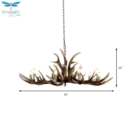 Resin Candelabra Chandelier Lamp Farmhouse 6/10/15 - Head Bedroom Pendant Ceiling Light In Brown