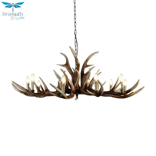 Resin Candelabra Chandelier Lamp Farmhouse 6/10/15 - Head Bedroom Pendant Ceiling Light In Brown