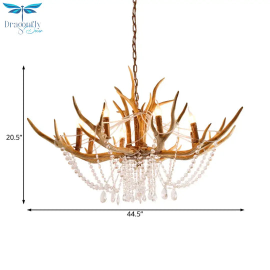 Resin Candle Chandelier Lamp Rustic 8 - Head Kitchen Island Pendant Ceiling Light With Cascading