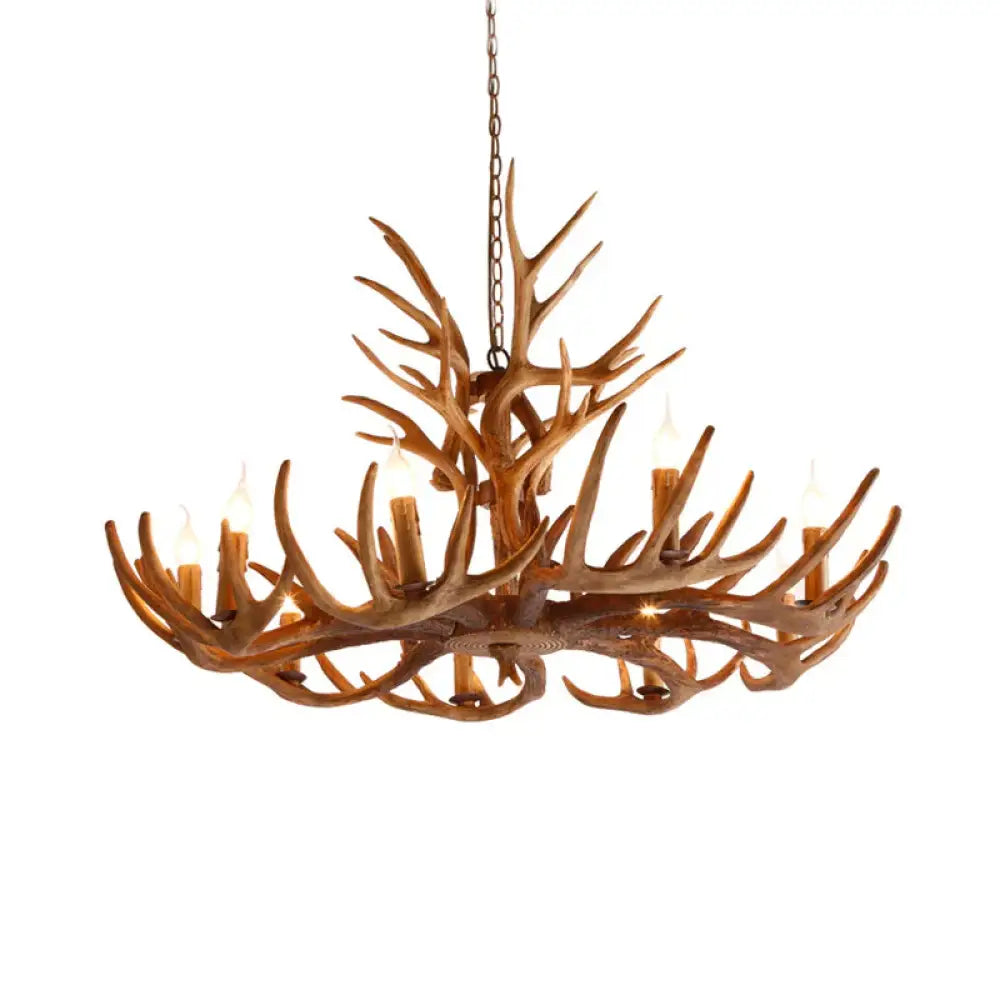 Resin Faux Antler Ceiling Chandelier Countryside 4/6/8 Heads Kitchen Hanging Lamp In Brown 8 /