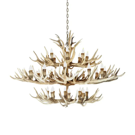 Resin Light Brown Hanging Chandelier Deer Antler 8/12/24 Bulbs Traditional Pendant Fixture For