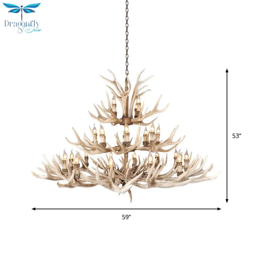 Resin Light Brown Hanging Chandelier Deer Antler 8/12/24 Bulbs Traditional Pendant Fixture For