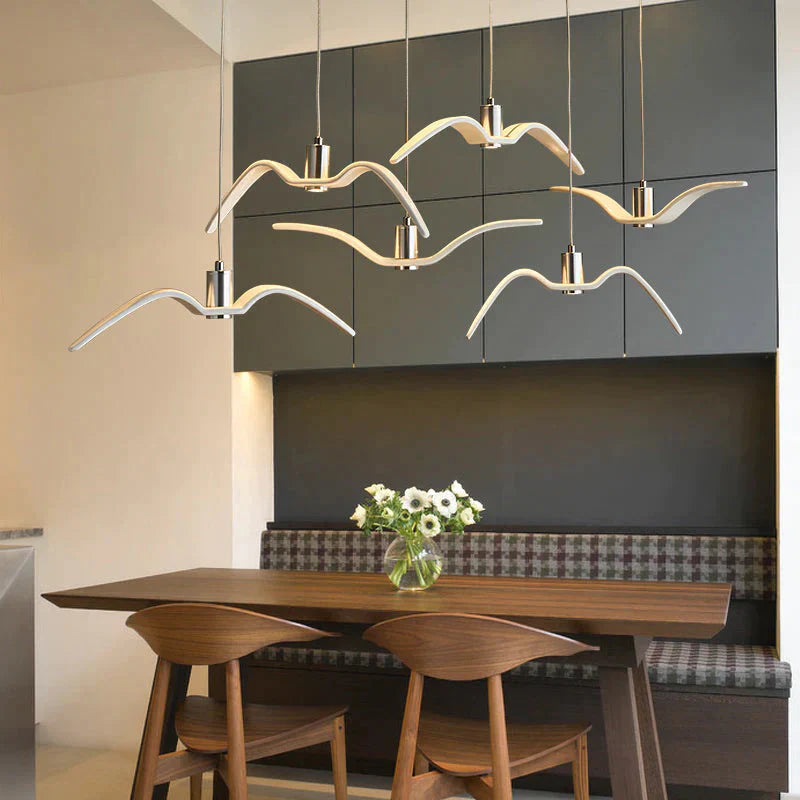 Resin Night Birds Silhouette Sky Freedom Seagull Pendant Light