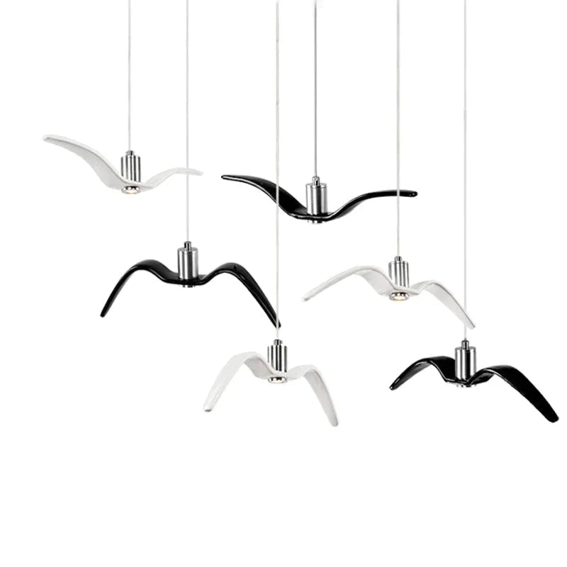 Resin Night Birds Silhouette Sky Freedom Seagull Pendant Light