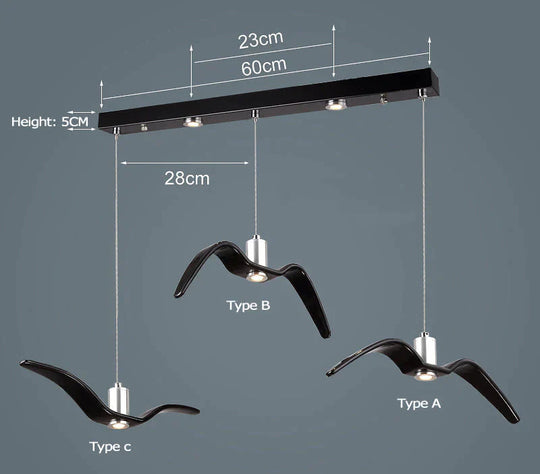 Resin Night Birds Silhouette Sky Freedom Seagull Pendant Light Abc Black Rectangle
