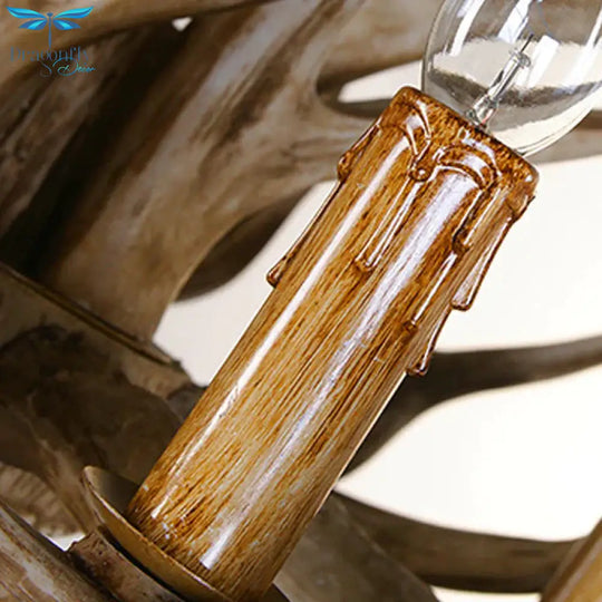 Resin Rustic Branch Pendant Chandelier 6/8/12 Bulbs Hanging Ceiling Light In Brown