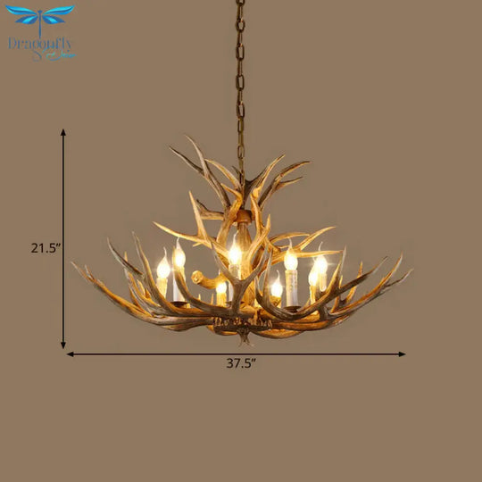 Resin Rustic Branch Pendant Chandelier 6/8/12 Bulbs Hanging Ceiling Light In Brown