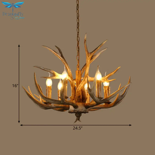 Resin Rustic Branch Pendant Chandelier 6/8/12 Bulbs Hanging Ceiling Light In Brown