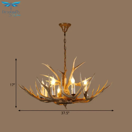 Resin Rustic Branch Pendant Chandelier 6/8/12 Bulbs Hanging Ceiling Light In Brown