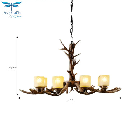 Resin Sputnik Chandelier Lighting Rustic 3/6/8 Bulbs Restaurant Hanging Lamp Fixture In Brown