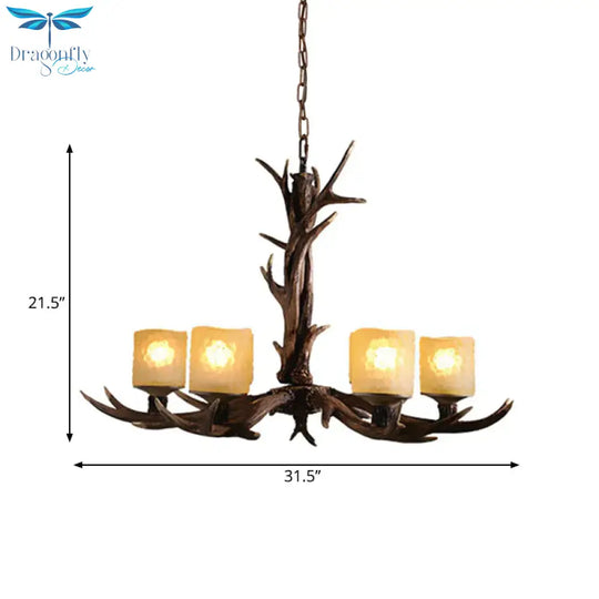 Resin Sputnik Chandelier Lighting Rustic 3/6/8 Bulbs Restaurant Hanging Lamp Fixture In Brown