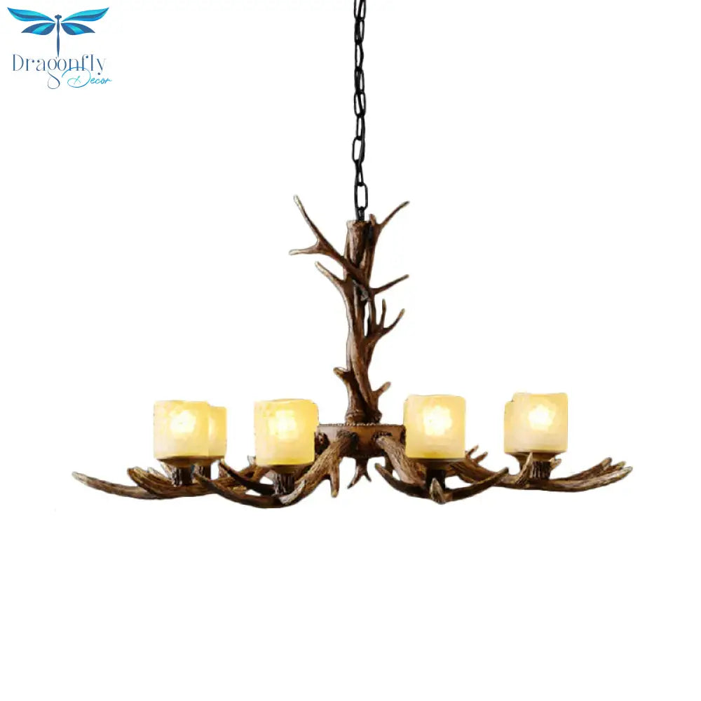 Resin Sputnik Chandelier Lighting Rustic 3/6/8 Bulbs Restaurant Hanging Lamp Fixture In Brown