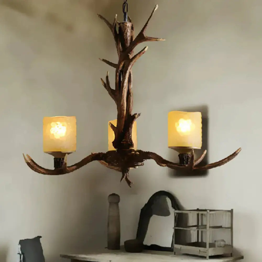 Resin Sputnik Chandelier Lighting Rustic 3/6/8 Bulbs Restaurant Hanging Lamp Fixture In Brown 3 /