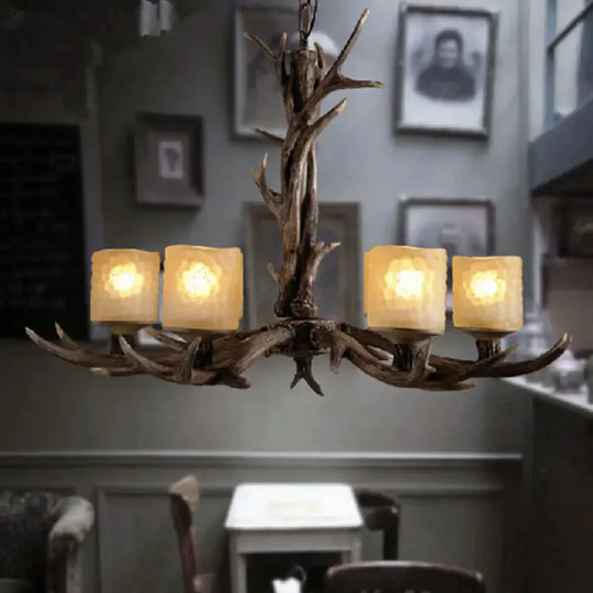 Resin Sputnik Chandelier Lighting Rustic 3/6/8 Bulbs Restaurant Hanging Lamp Fixture In Brown 6 /