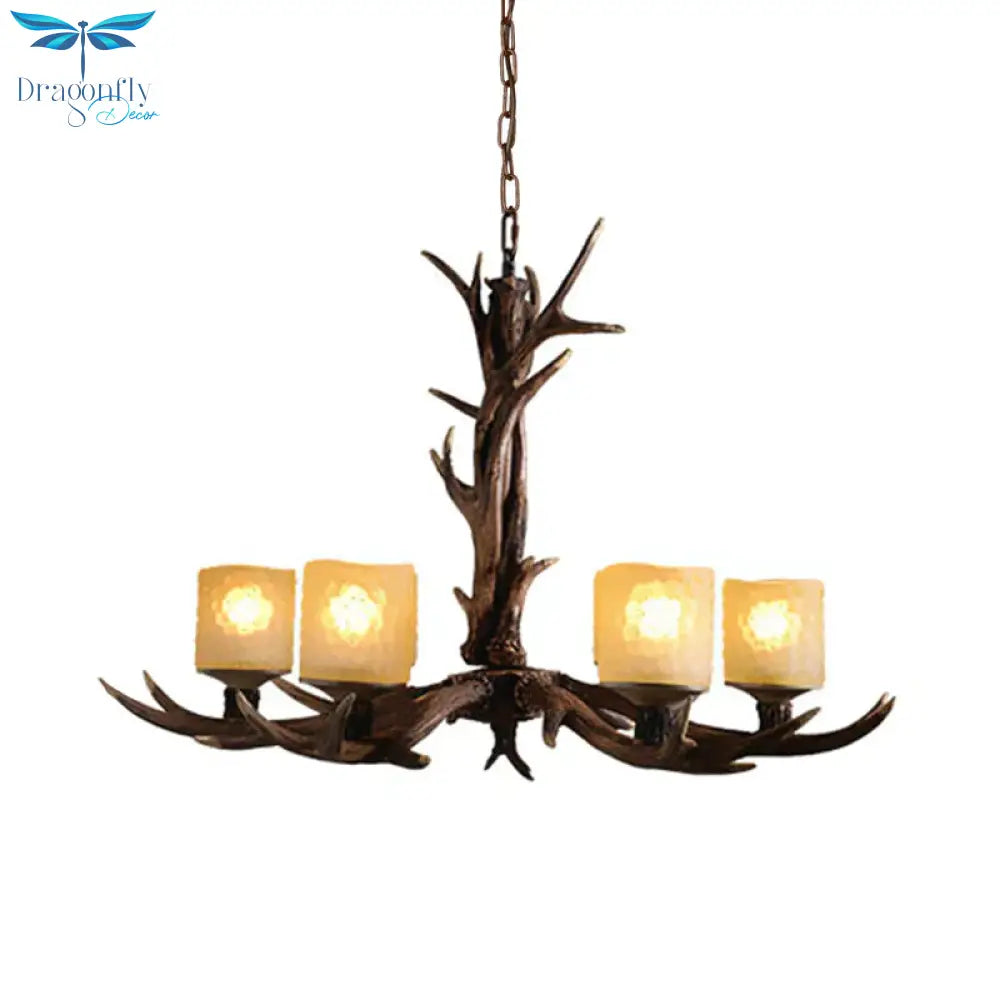 Resin Sputnik Chandelier Lighting Rustic 3/6/8 Bulbs Restaurant Hanging Lamp Fixture In Brown