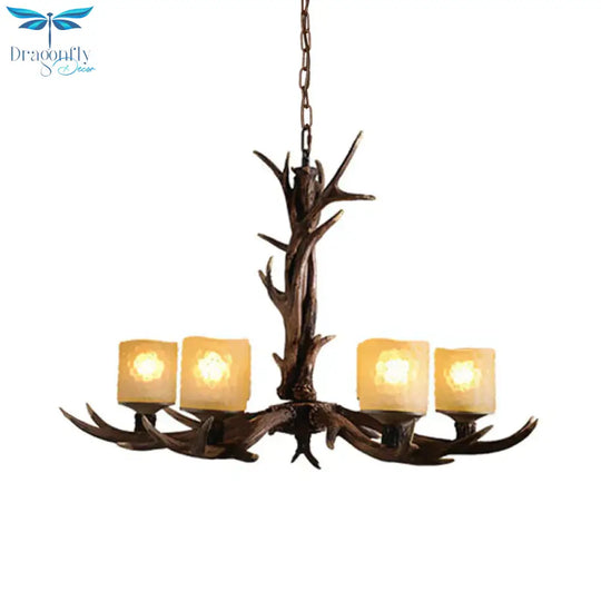 Resin Sputnik Chandelier Lighting Rustic 3/6/8 Bulbs Restaurant Hanging Lamp Fixture In Brown