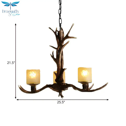 Resin Sputnik Chandelier Lighting Rustic 3/6/8 Bulbs Restaurant Hanging Lamp Fixture In Brown