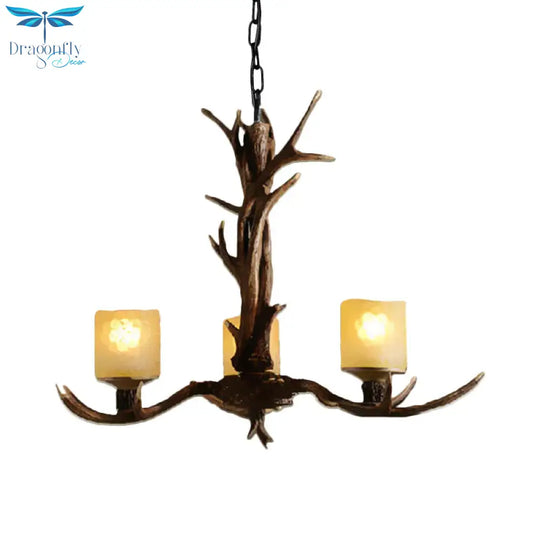 Resin Sputnik Chandelier Lighting Rustic 3/6/8 Bulbs Restaurant Hanging Lamp Fixture In Brown