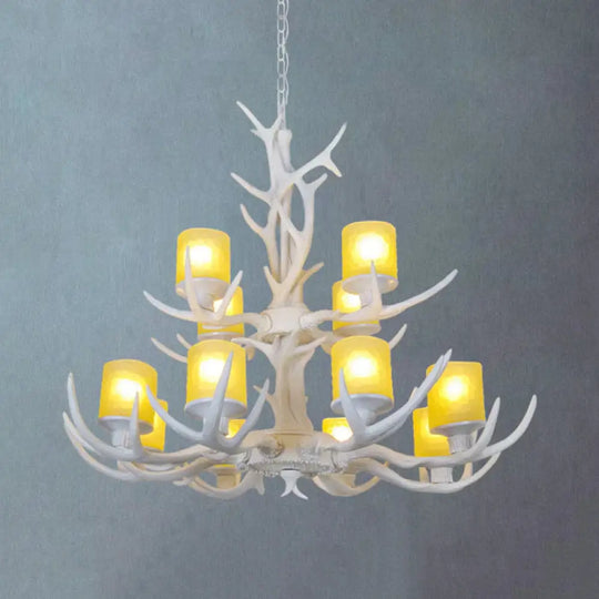 Resin Starburst Chandelier Lamp Cottage 4/6/8 Bulbs Bedroom Hanging Light Kit In White