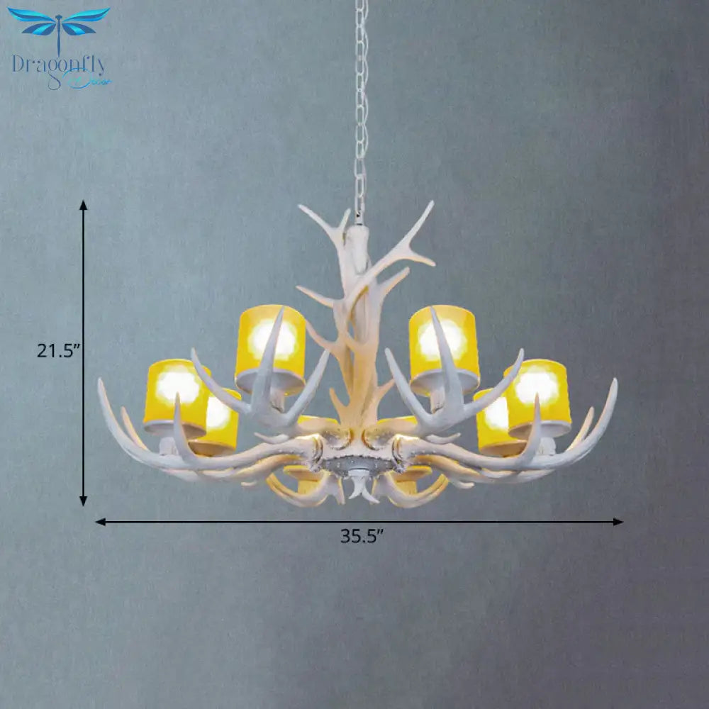 Resin Starburst Chandelier Lamp Cottage 4/6/8 Bulbs Bedroom Hanging Light Kit In White