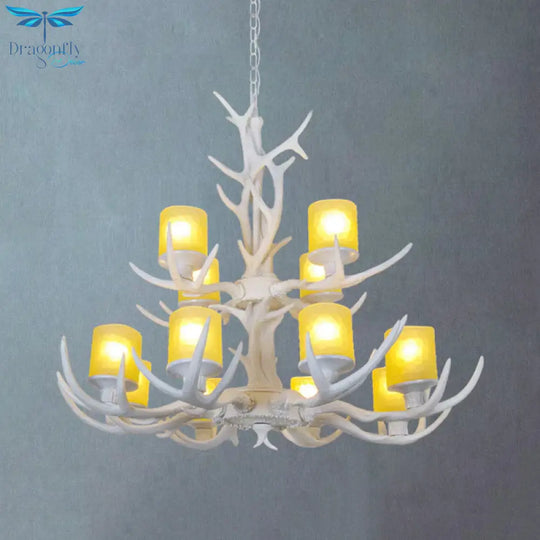 Resin Starburst Chandelier Lamp Cottage 4/6/8 Bulbs Bedroom Hanging Light Kit In White