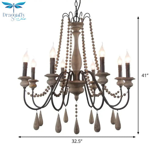 Retro 6/8/12 Heads Chandelier Lamp Grey Branch Ceiling Pendant Light With Metal Arm For Living Room