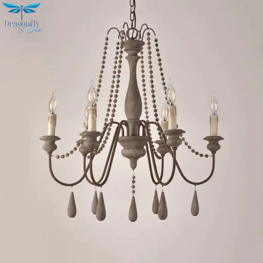 Retro 6/8/12 Heads Chandelier Lamp Grey Branch Ceiling Pendant Light With Metal Arm For Living Room