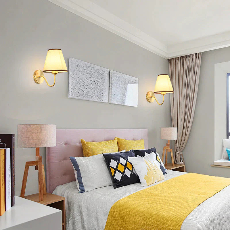 Retro - Style Living Room Background Wall Bedroom Headlights Full Copper Lamps