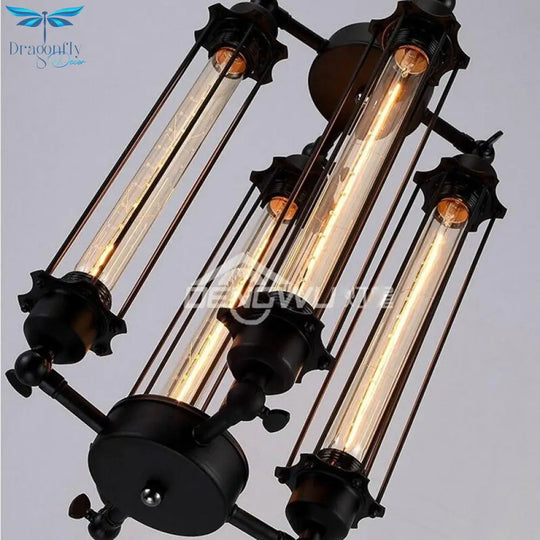 Retro Vintage 4 Heads Steam Pipe Ceiling Pendant Lamp E27 Lights Loft Restaurant Master Bedroom