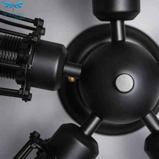 Retro Vintage Black 5 Lights Grln Ceiling E27 Lamp Fixtures For Home Bedroom/Living Room/Bar/Cafe