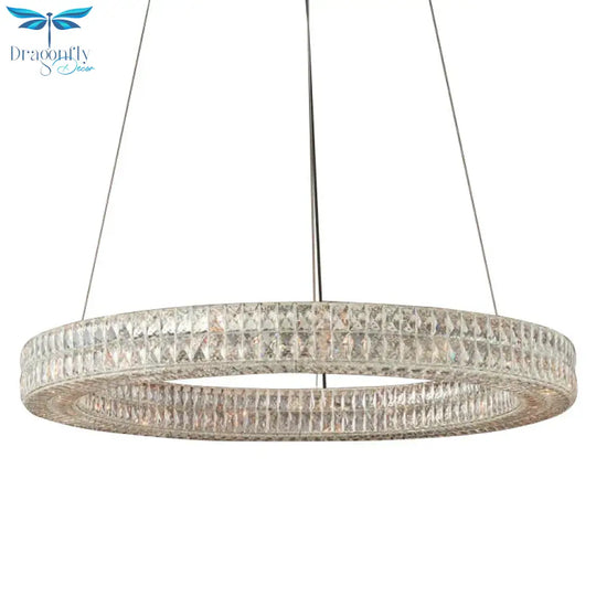 Ring Clear K9 Crystal Ceiling Pendant Light Simple 8/9 Heads Living Room Chandelier