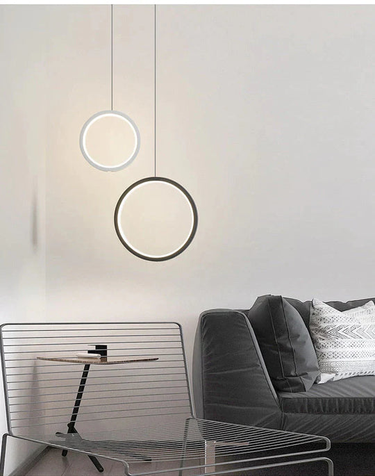 Ring Pendant Light Minimalist /Creative /Personality Bedroom Bedside Led Lights Long Line Hanging