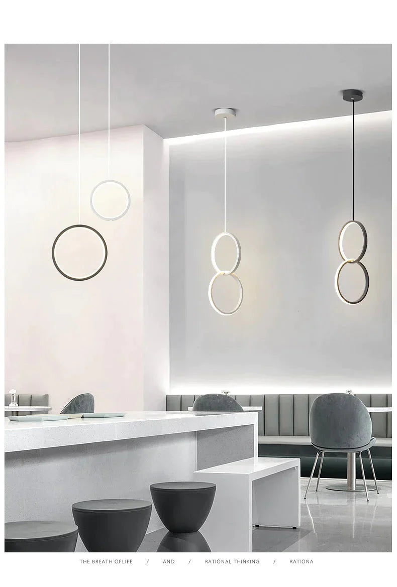 Ring Pendant Light Minimalist /Creative /Personality Bedroom Bedside Led Lights Long Line Hanging