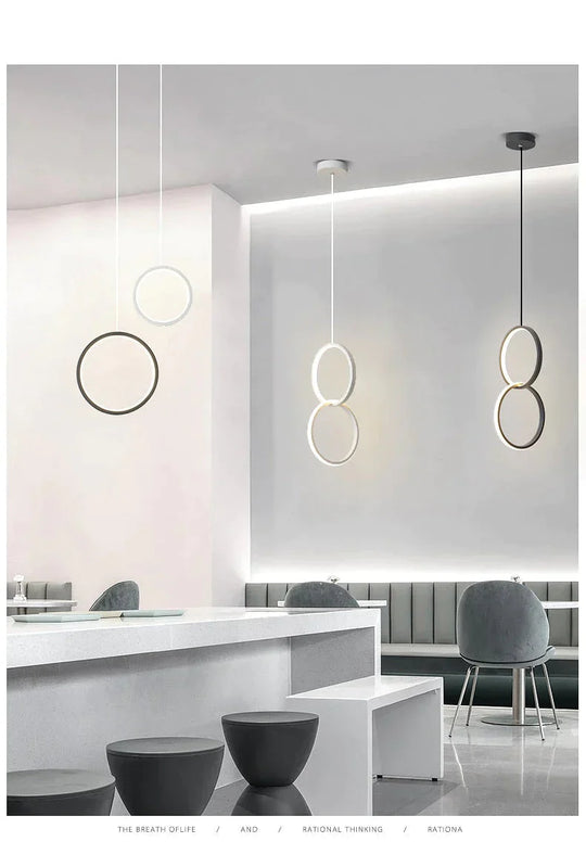 Ring Pendant Light Minimalist /Creative /Personality Bedroom Bedside Led Lights Long Line Hanging