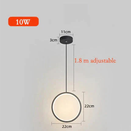 Ring Pendant Light Minimalist /Creative /Personality Bedroom Bedside Led Lights Long Line Hanging