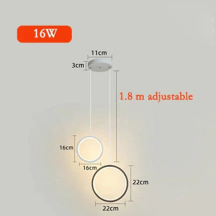 Ring Pendant Light Minimalist /Creative /Personality Bedroom Bedside Led Lights Long Line Hanging