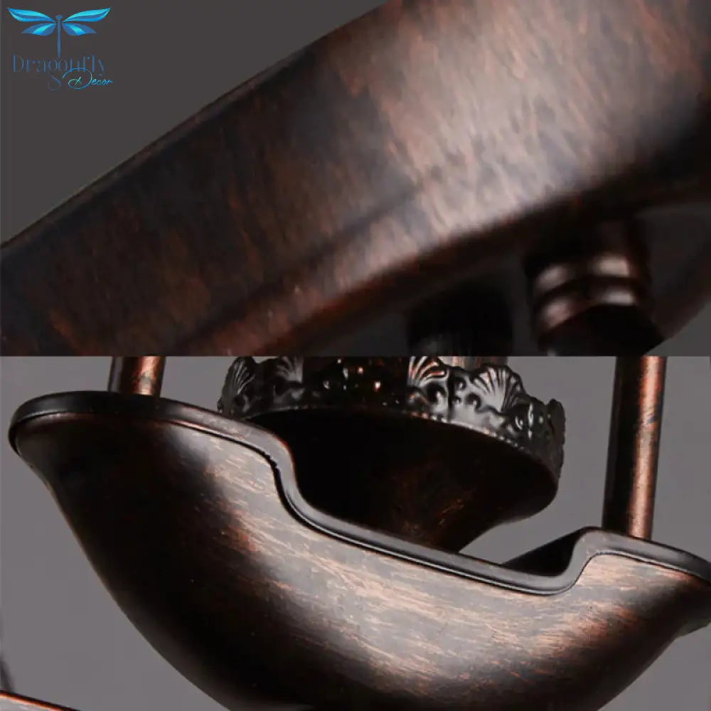 Rust Rectangular Pendant Chandelier Industrial Metal 10 - Head Bedroom Hanging Ceiling Light