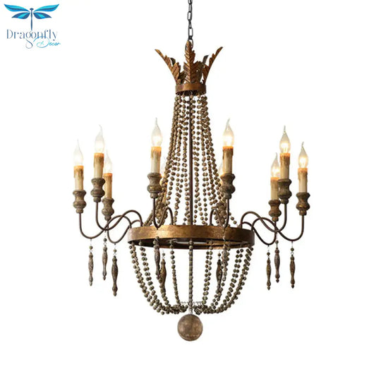 Rust Spur Empire Chandelier Traditional Metal 8/10 Bulbs Pendant Light Fixture For Living Room