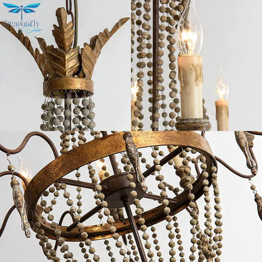 Rust Spur Empire Chandelier Traditional Metal 8/10 Bulbs Pendant Light Fixture For Living Room