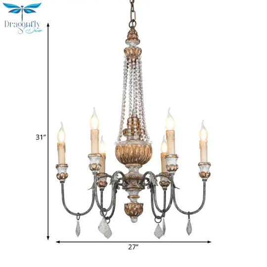 Rust Sputnik Chandelier Lamp Retro 6 Heads Metal Ceiling Pendant Light With Flat Drop For Living