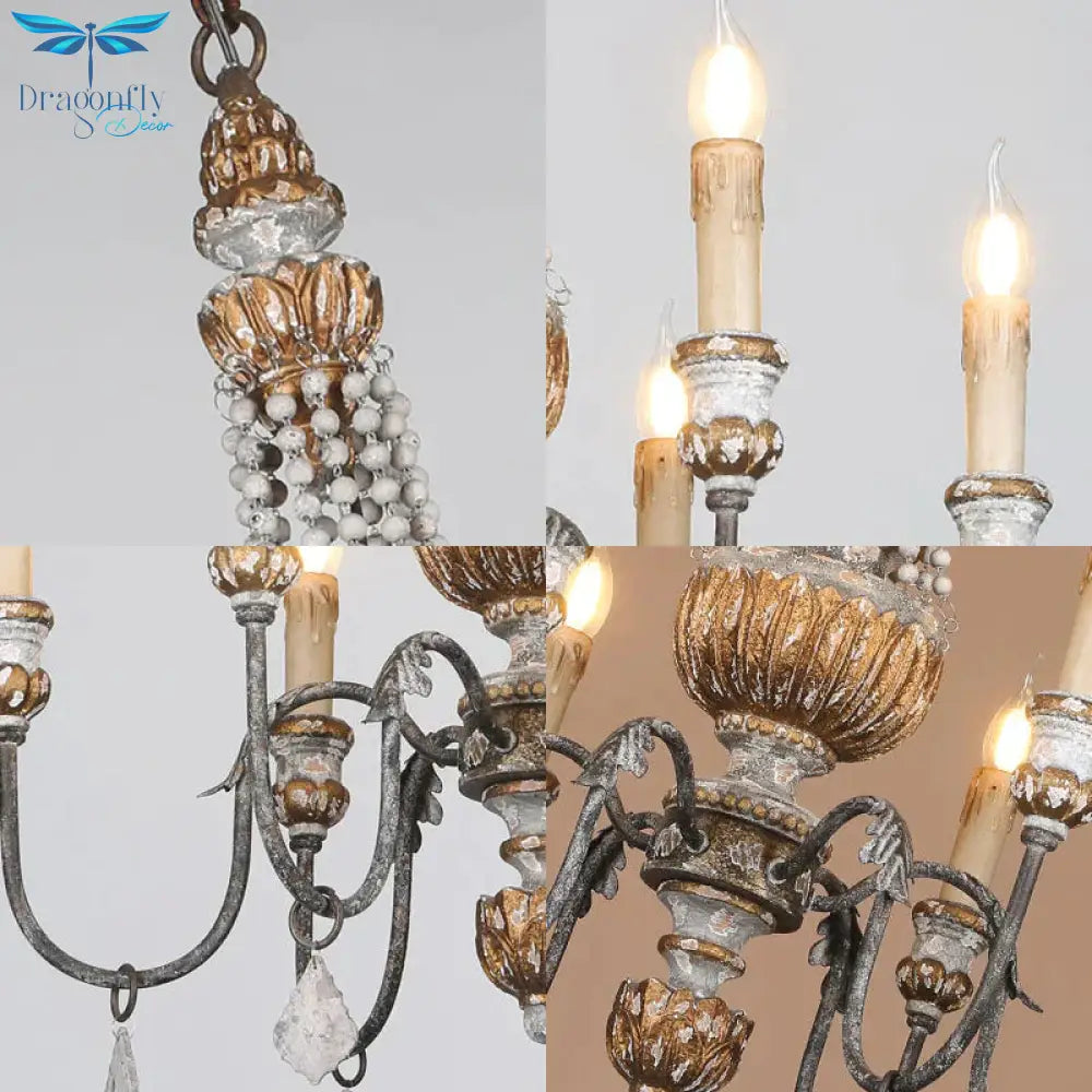 Rust Sputnik Chandelier Lamp Retro 6 Heads Metal Ceiling Pendant Light With Flat Drop For Living