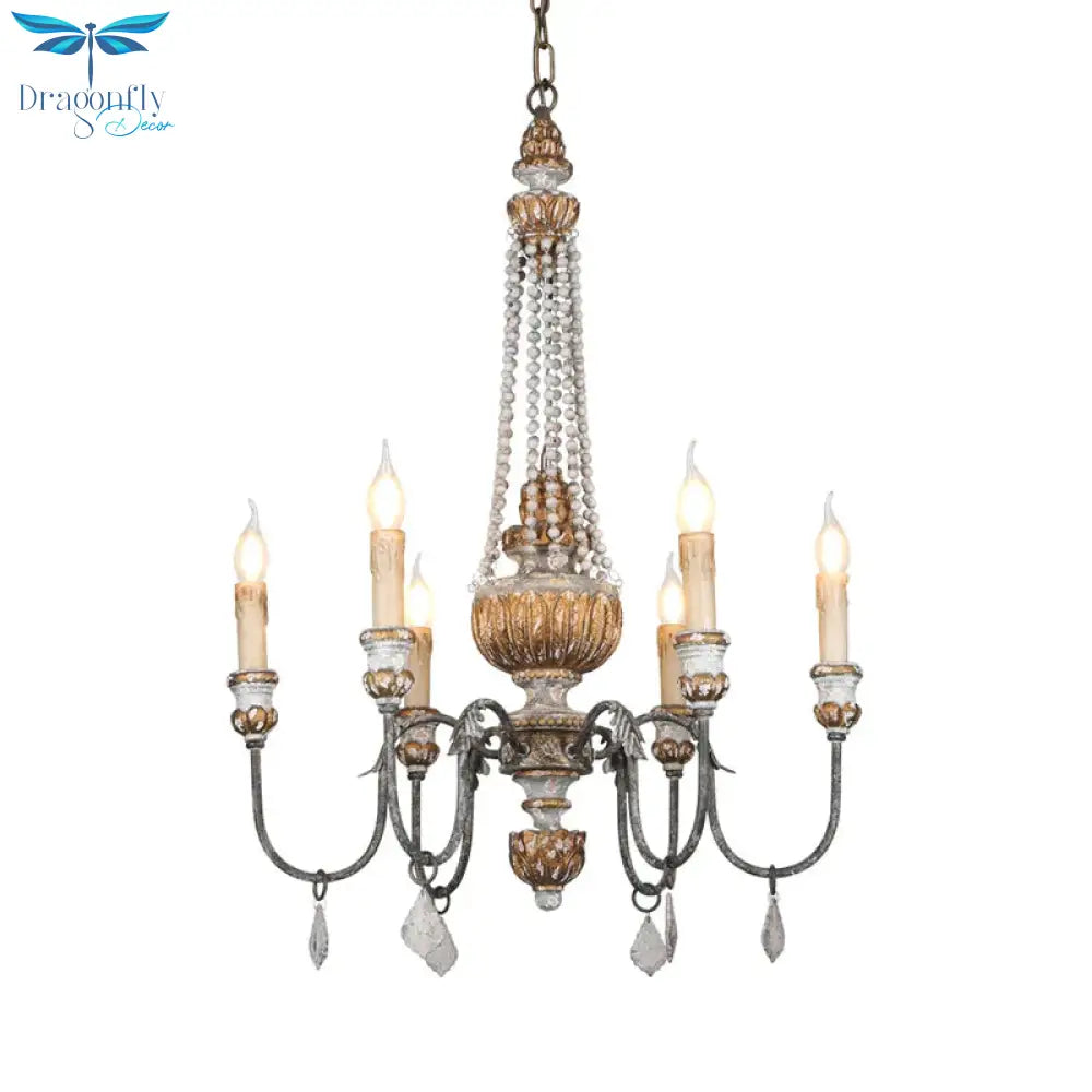 Rust Sputnik Chandelier Lamp Retro 6 Heads Metal Ceiling Pendant Light With Flat Drop For Living