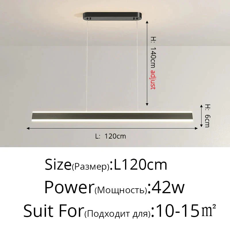 Salix V - Modern Minimalist Led Dimmable Bar Pendant Light Black A 120Cm / With Remote Pendant