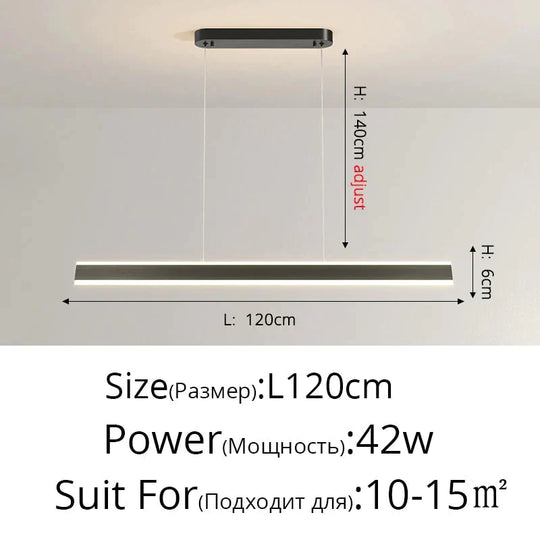 Salix V - Modern Minimalist Led Dimmable Bar Pendant Light Black A 120Cm / With Remote Pendant