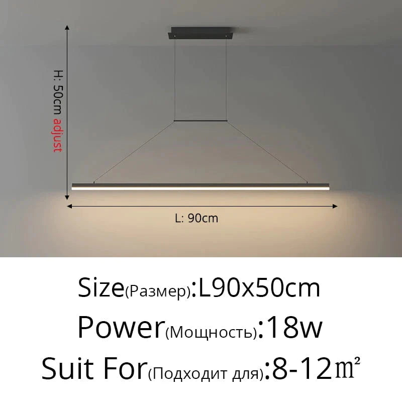 Salix V - Modern Minimalist Led Dimmable Bar Pendant Light Black B 90Cm / With Remote Pendant