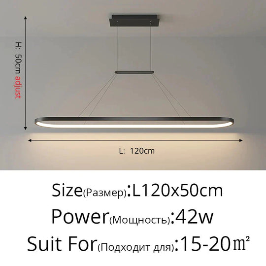 Salix V - Modern Minimalist Led Dimmable Bar Pendant Light Black C 120Cm / With Remote Pendant